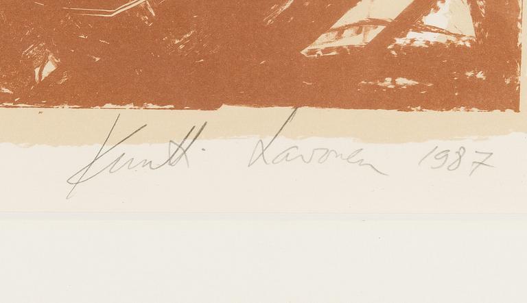 Kuutti Lavonen, litografi, signerad och daterad 1987, numrerad 50/50.