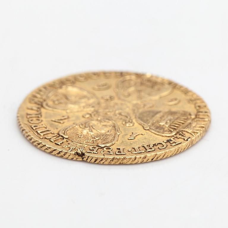 A Catherine II gold coin, 10 Roubles, Russia 1766.