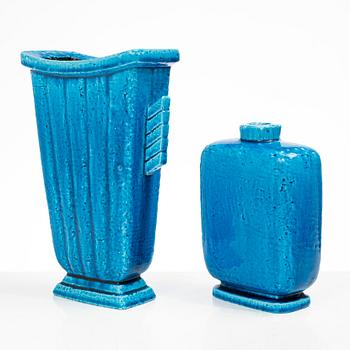 Gunnar Nylund, a set of five chamotte stoneware vases, Rörstrand 1930s-40s.