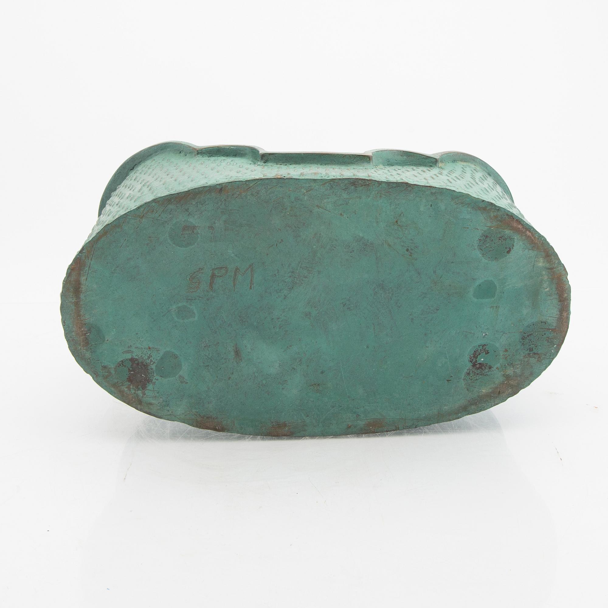 Signe Persson-Melin, a handsigned bronze "Barca" bowl later part of the 20th century Skånska Klockgjuteriet AB, Hannas.