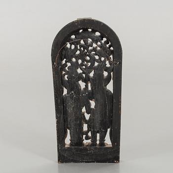 VÄGGDEKOR, skuret trä, Indien, 1900-talets början.
