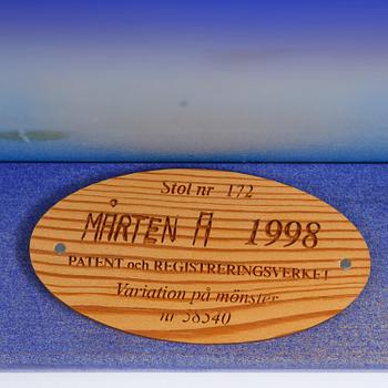 Mårten Andersson, a set of six chairs, "Från gryning till natt" (From Dawn to Night), 1998.