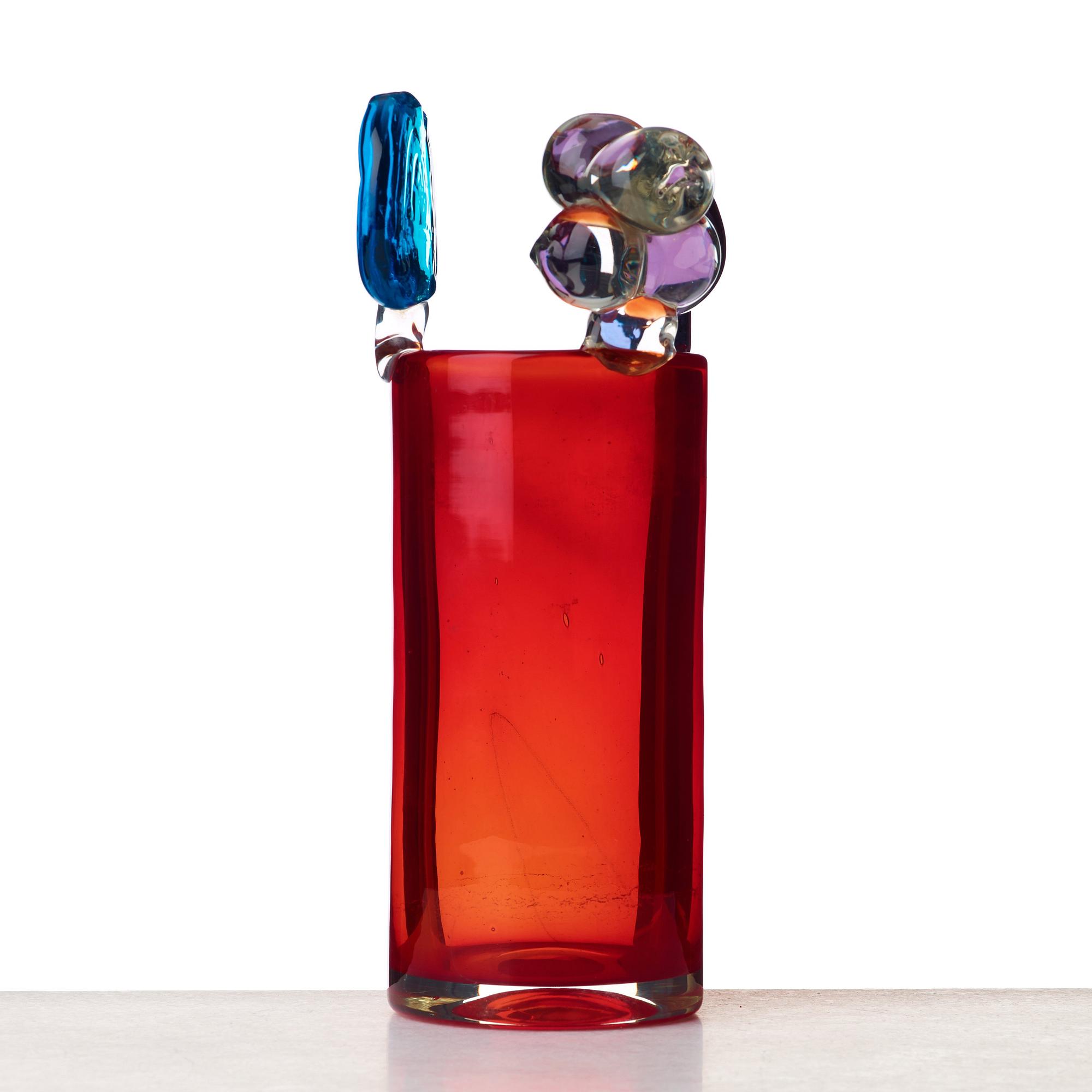 Oiva Toikka, a "Pompom" glass vase, Nuutajärvi Notsjö, Finland late 1960's.