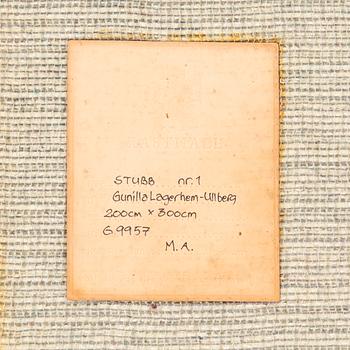 Gunilla Lagerhem-Ullberg, matta "Stubb nr 1" Kasthall ca 300x200 cm etikettmärkt.