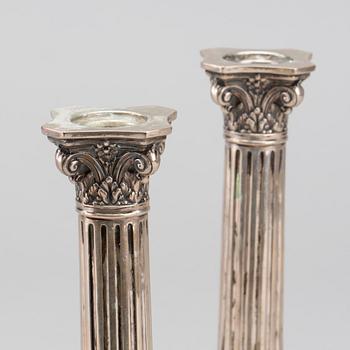 A Swedish pair of 20th century silver candle sticks, mark of K. Andersson Stockholm 1909(?).