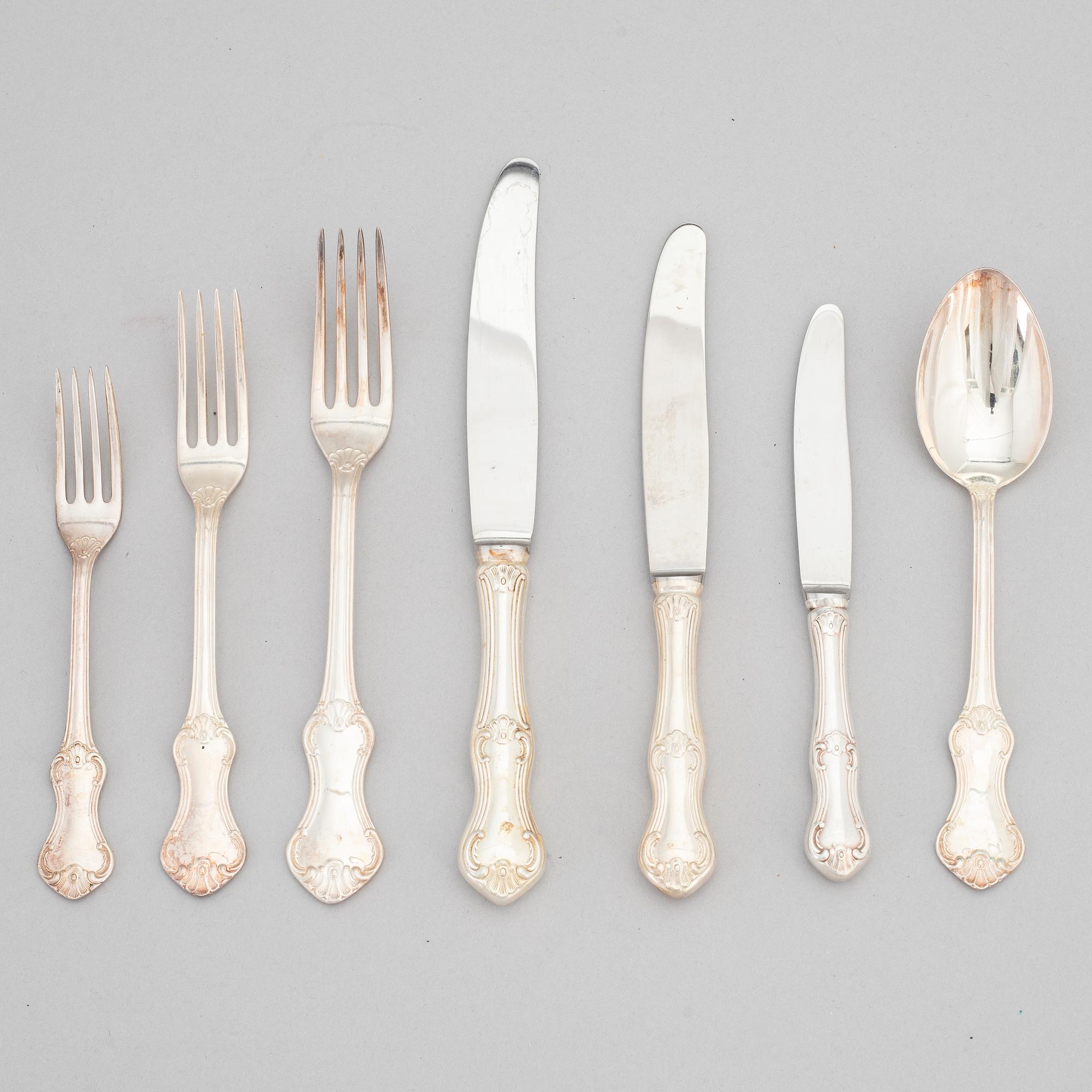 A 66 piece silver cutlery set, 'Patricia', MEMA, Lidköping, Sweden, 1966-1970.