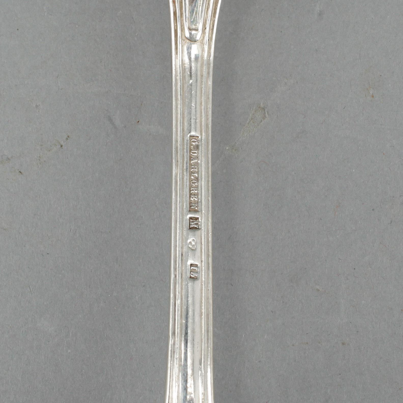 MATGAFFLAR, 5 st, silver, "Olga", Gustaf Dahlgren, Malmö 1863. Tot ca 333 gram.