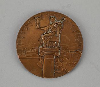 BOK samt MINNESMYNT, "V Olympiaden, i bild och ord", samt "Till Minne af Olympiska spelen Stockholm 1912".