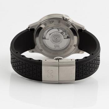 Sjöö Sandström, Royal Steel, Worldtimer, "Karlsfälts Kollektionen", armbandsur, 41 mm.