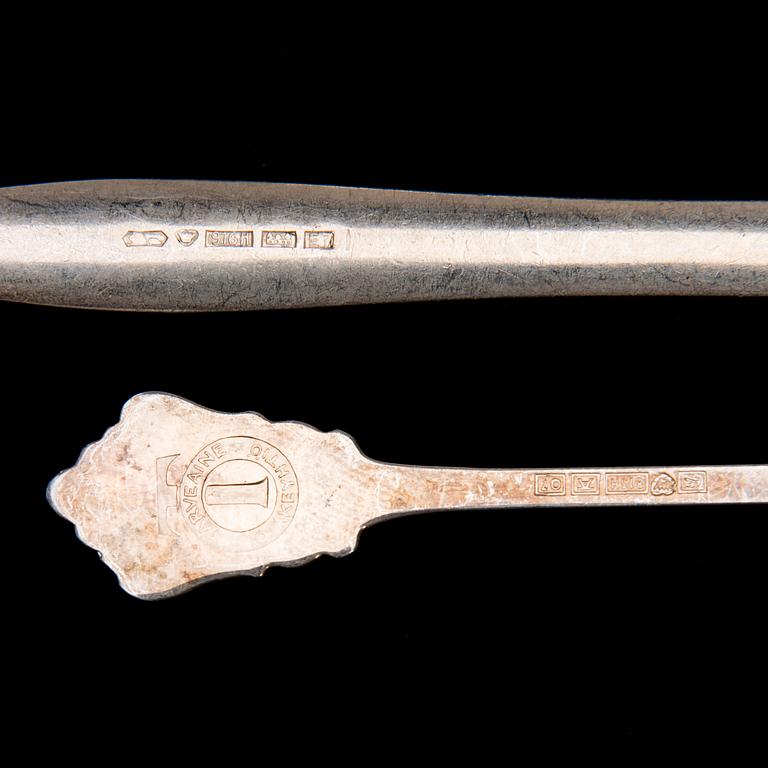 FRUKTKNIVAR, SKEDAR OCH GLASUNDERLÄGG, silver, Total vikt 320 g.
