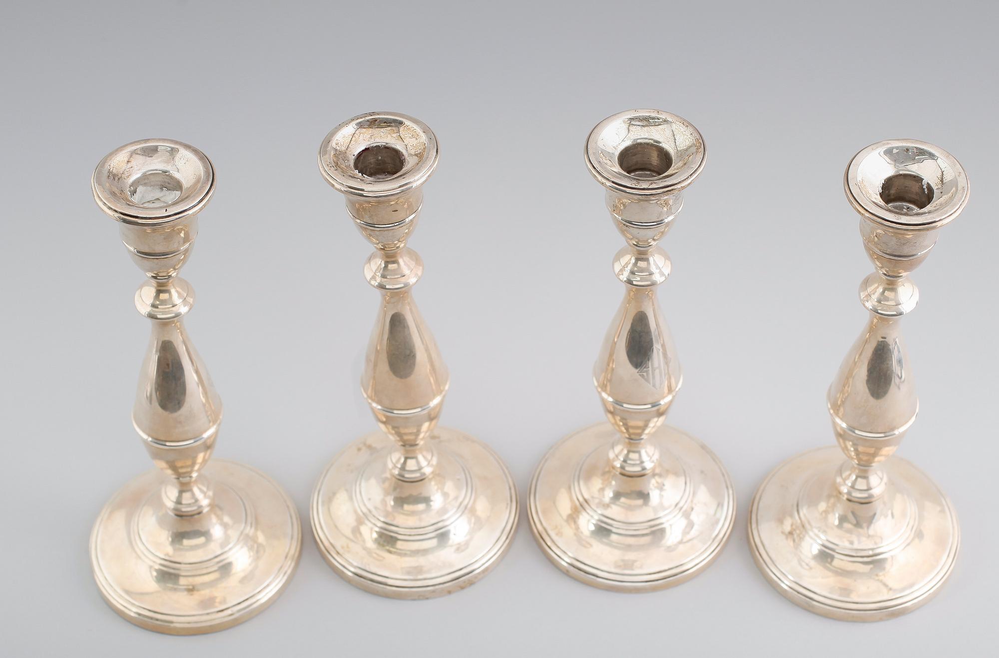 LJUSSTAKAR, 4 st, sterlingsilver, RH Macy & Co, Amerika, 1900-talets första hälft.