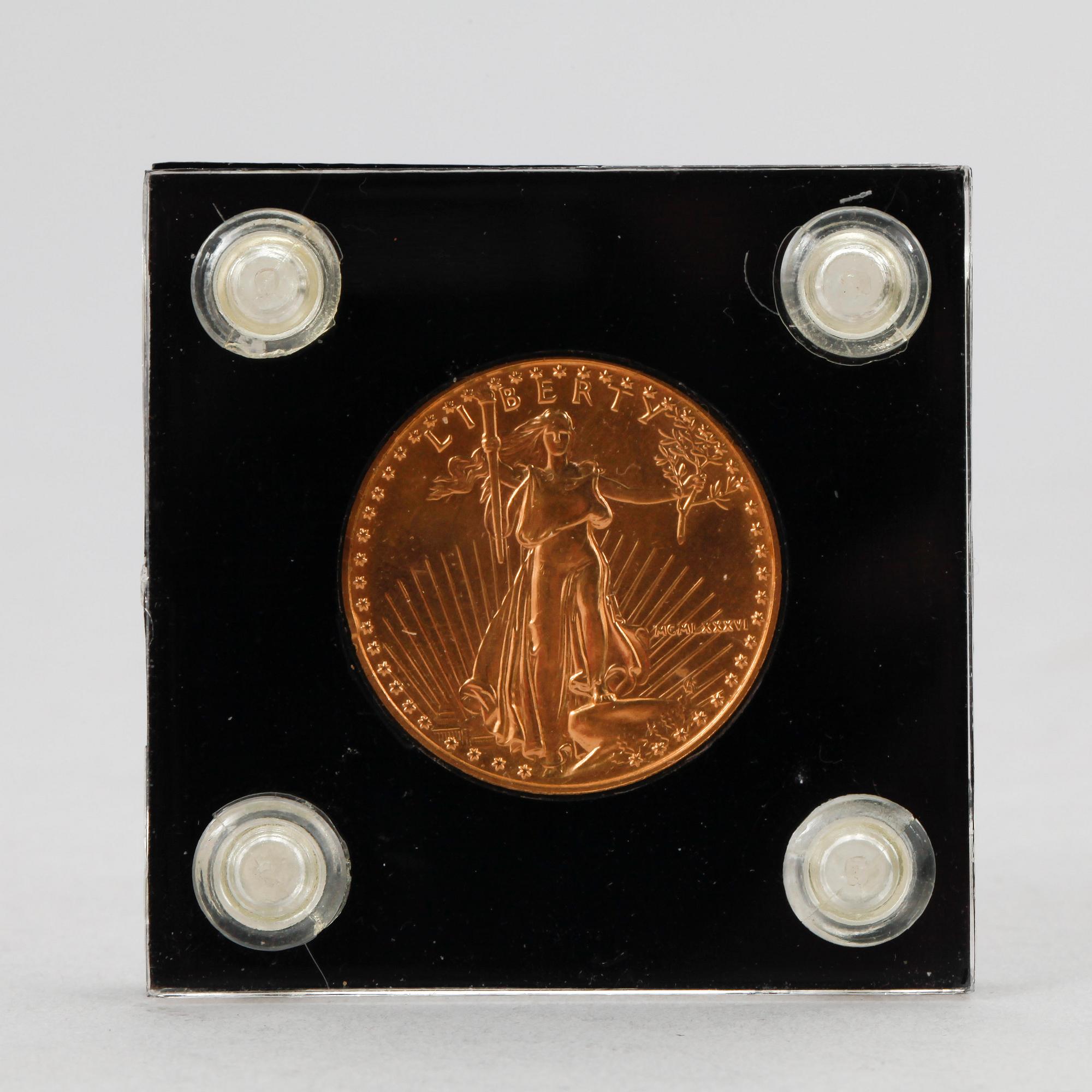 GULDMYNT, 24 k guld, 25 dollar, USA, 1986, 1/2 ounce, ca 14,17g.