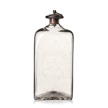 436. A Swedish glass flask, Limmareds glass manufactory, late 18th century/early 19th century.