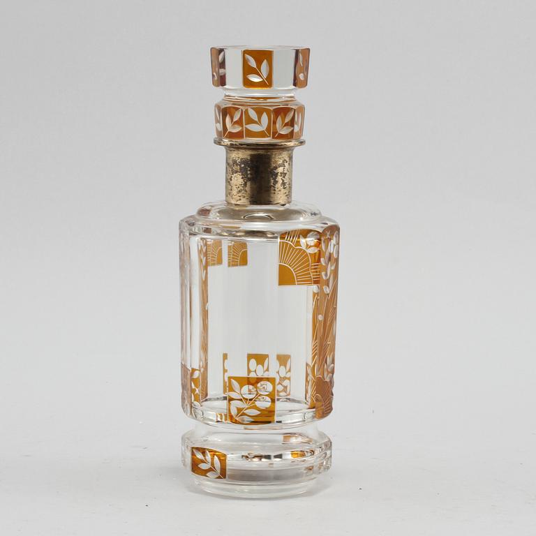 KARAFF, glas samt silver, 1939.