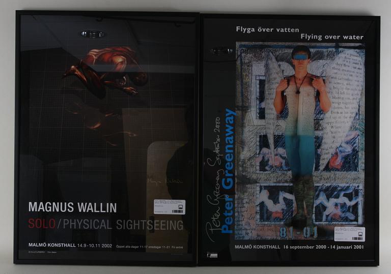 AFFISCHER, 2 st, Malmö Konsthall, sign av Magnus Wallin och Peter Greenaway. Säljes till förmån för Röda Korset.