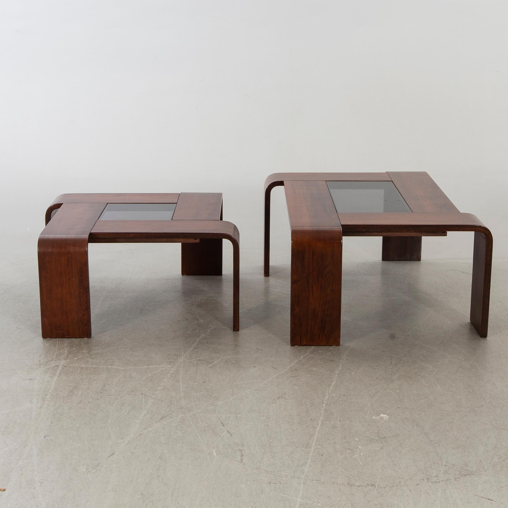 Possibly two Percival Lafer, Brazilian 1970/80:s sofa tables.