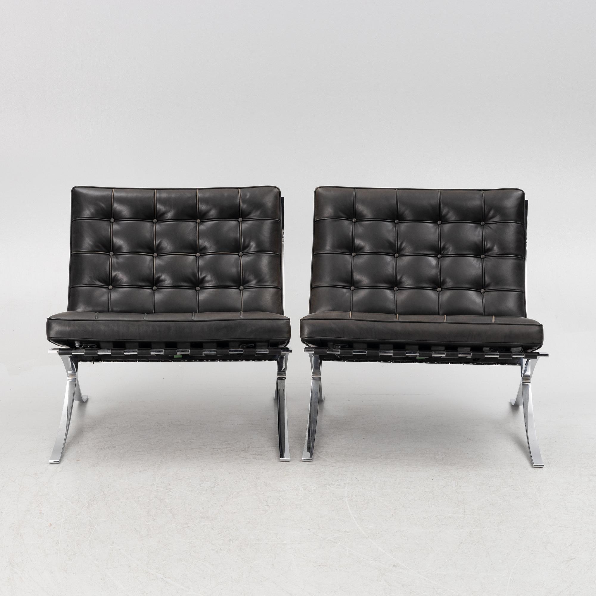 Ludwig Mies van der Rohe, a pair of  "Barcelona" lounge chairs, Knoll.
