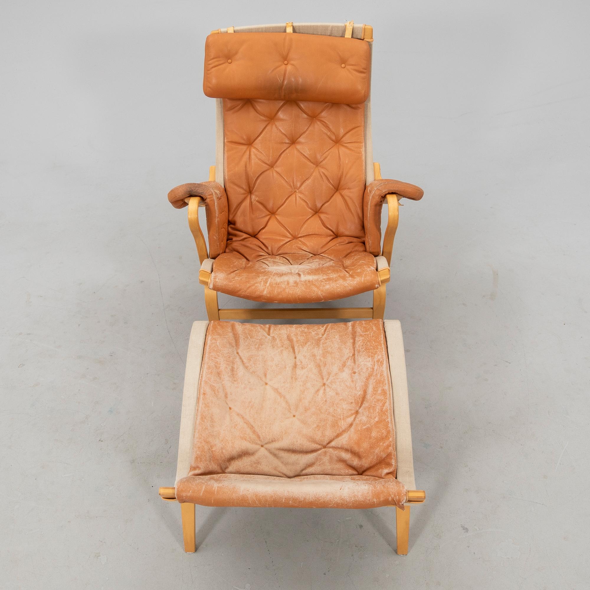 Bruno Mathsson, armchair with footstool, "Pernilla", Dux.