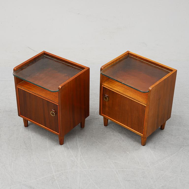 A pair of mahogany bedside tables, mid 20th Century.