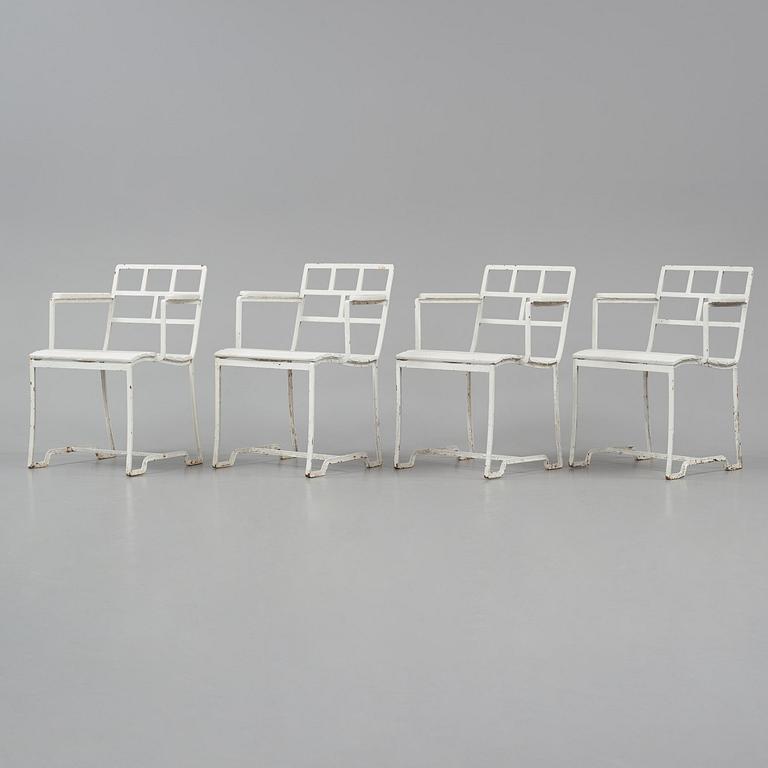 Carl Hörvik, a set of four garden chairs, possibly produced by Thulins vagnfabrik, Skillingaryd, Sweden.