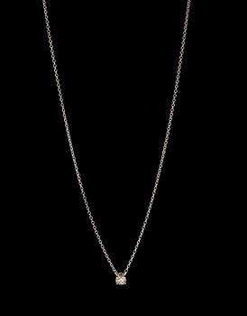 A PENDANT, brilliant cut diamond c. 0.40 ct. c. W/si 14K white gold. Length 41 cm.