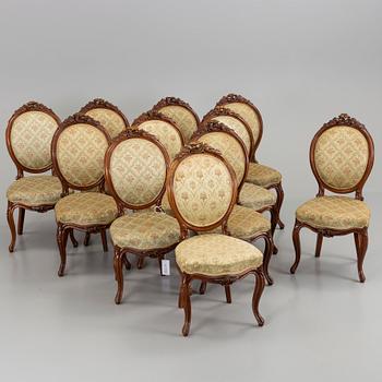 A set of eleven Neo Rococo chairs, secons half of the 19th century.