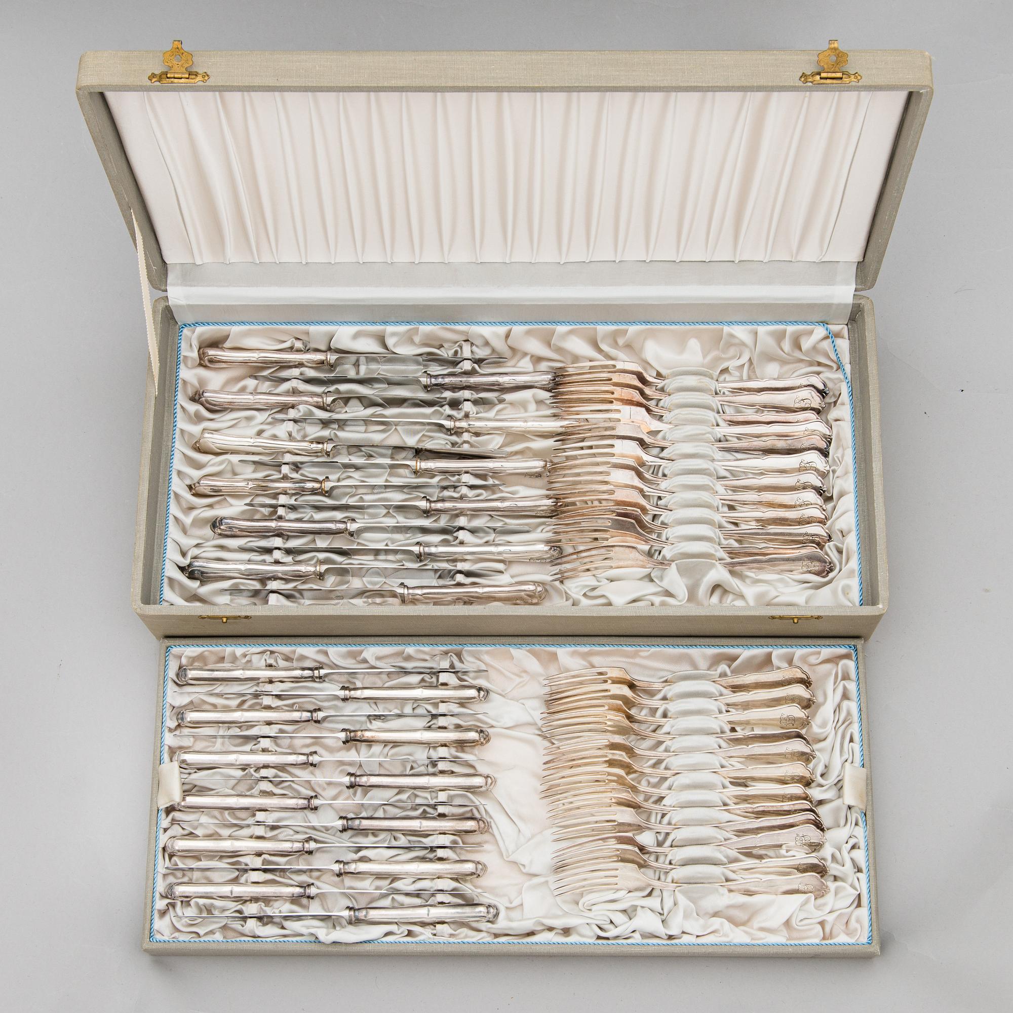 A 48-piece set of 'Chippendale' silver cutlery, Hämeenlinna, Finland 1959-60.
