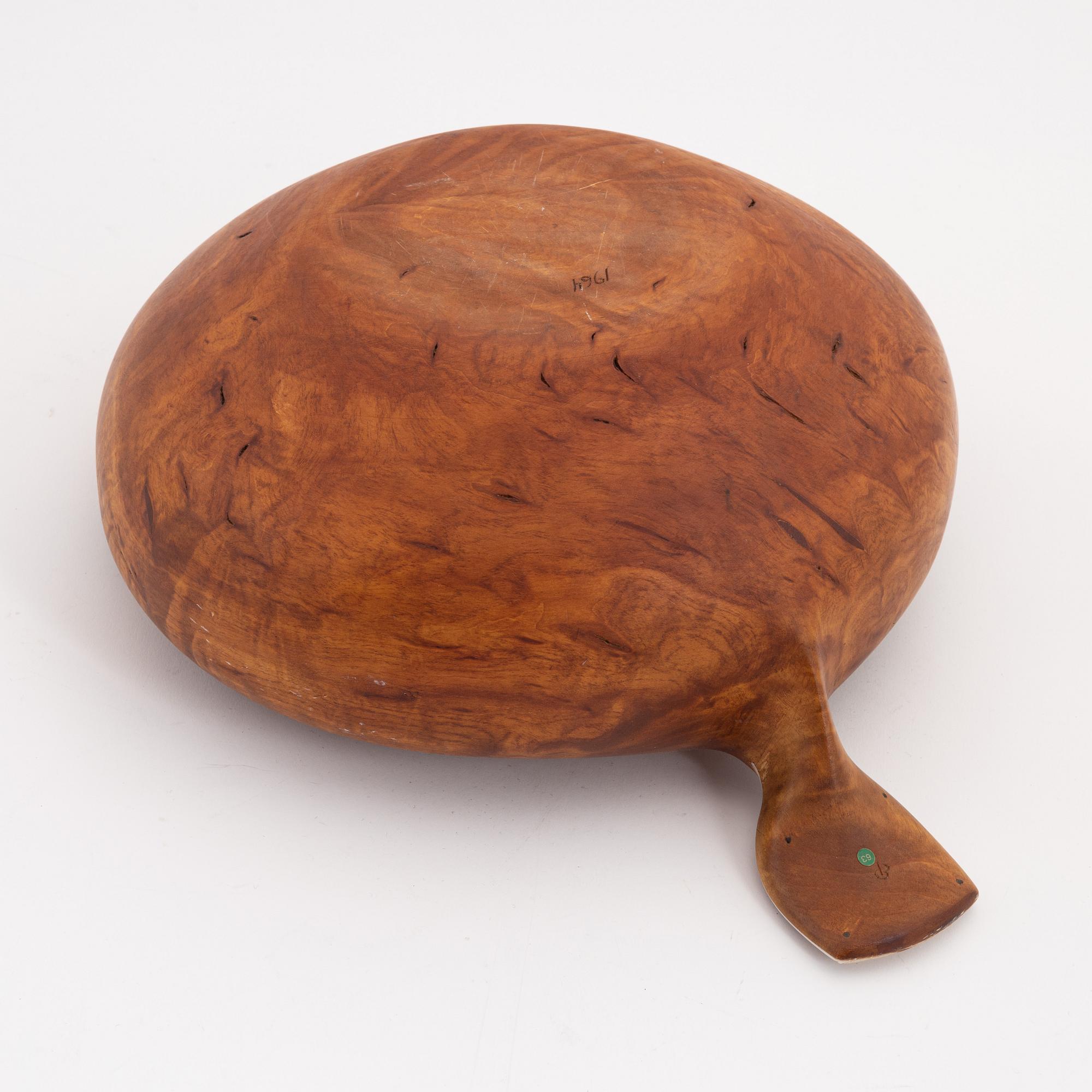 A birch milk bowl by Esse Poggats, signed and dated 1964.