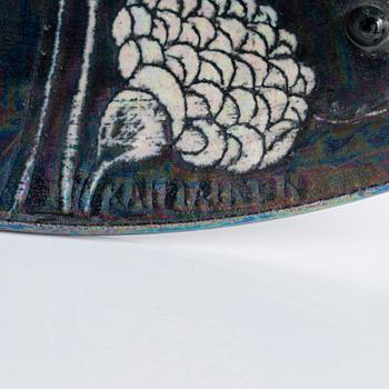 Birger Kaipiainen, a stoneware decorative dish signed Kaipiainen Arabia.