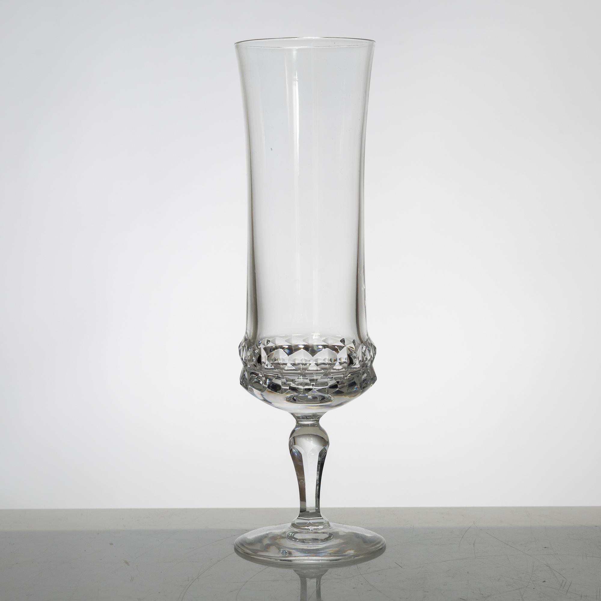IngeborgLundin, twelve champagne glasses, "Silvia", Orrefors, Sweden.