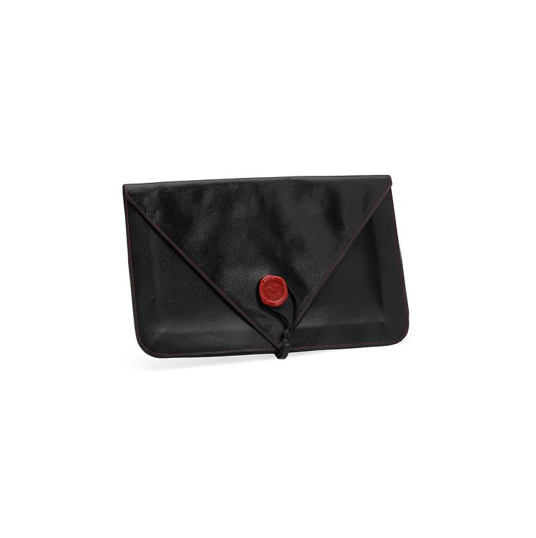 VALENTINO, a black leather evning bag /travel wallet.