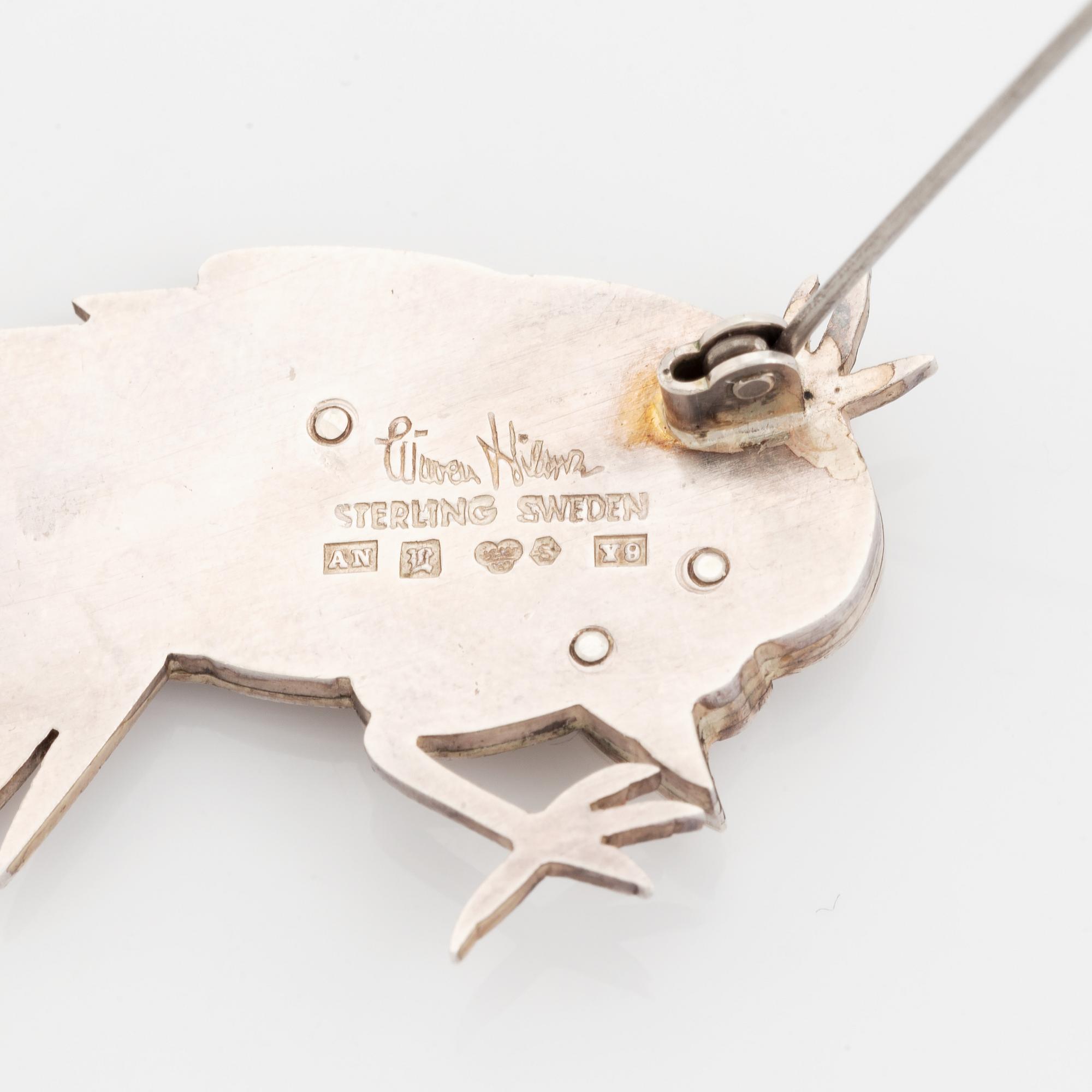 Wiwen Nilsson, sterling silver bird brooch, Lund 1973.