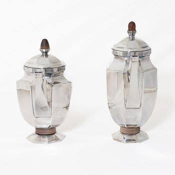 Kaffeservis, 5 delar, nysilver, Christofle Orfèvrerie Gallia, Paris, Frankrike, 1930-tal.