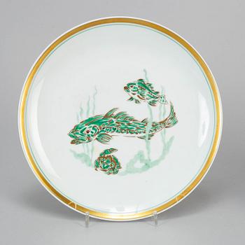 Two French enamelled porcelain dishes, Rouard, Paris, 20th century.