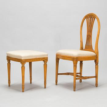 Tuoli ja jakkara, kustavilaiset, noin 1800.