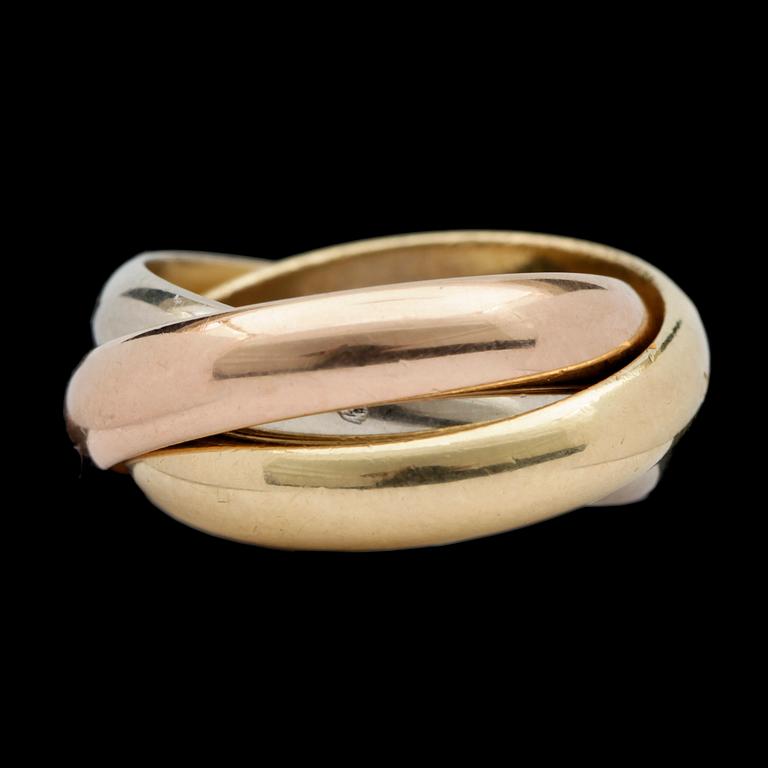 RING, 18k guld trois couleur "Trinity", Cartier, Paris, 2000-tal. Vikt 11g.