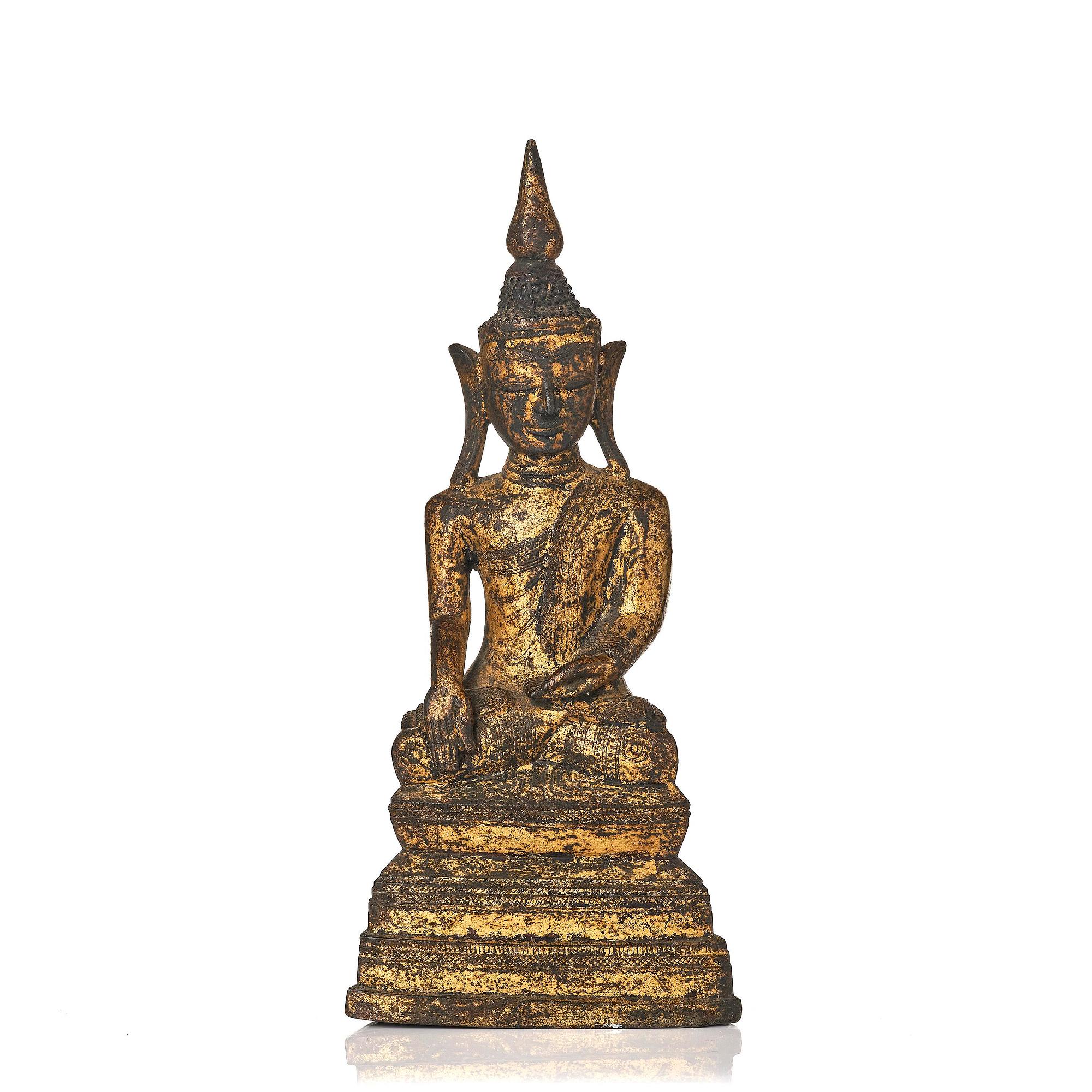 A gilt bronze figure of Buddha, Burma, Shan-state, 18th century.