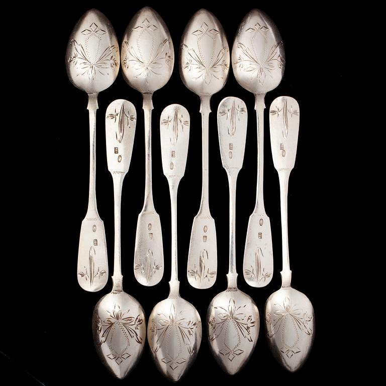 TEELUSIKOITA, 8 kpl, hopeaa, Moskova, Venäjä 1898-1908. Paino 124,7 g.