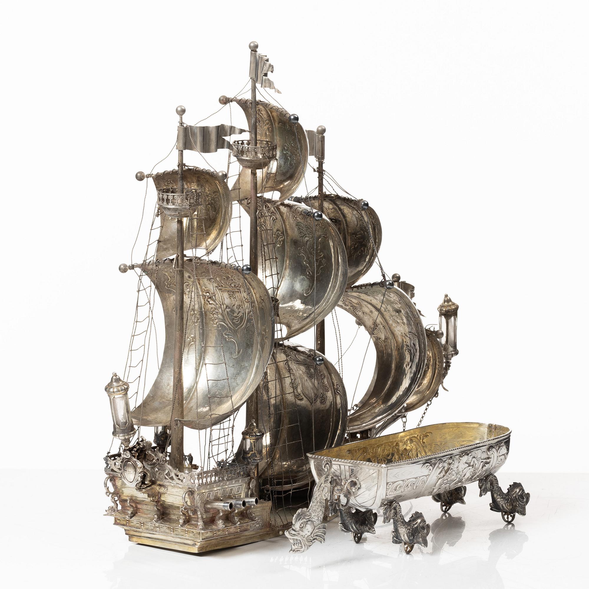 Fartyg, s.k. Nef, silver, sannolikt Tyskland omkring år 1900.