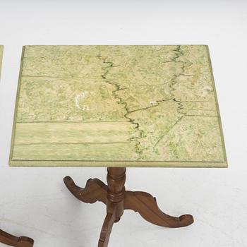 Lamp table/ folding table, a pair, 19th century.