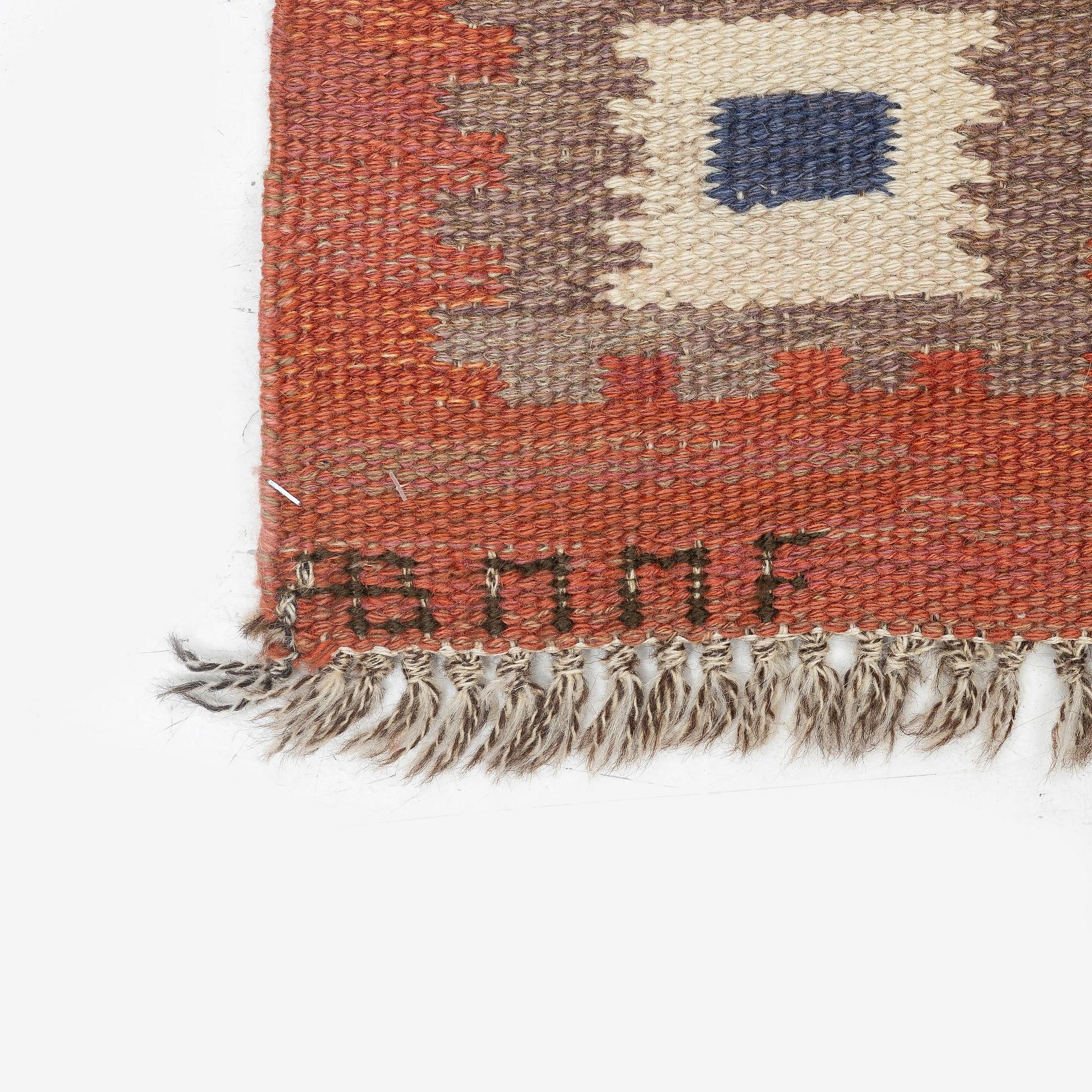 Märta Måås-Fjetterström, a carpet, 'Röd grön äng', flat weave, c. 242 x 177 cm, signed AB MMF.