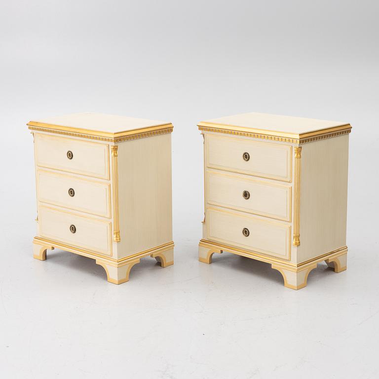 Bedside tables, a pair, K.A Roos.