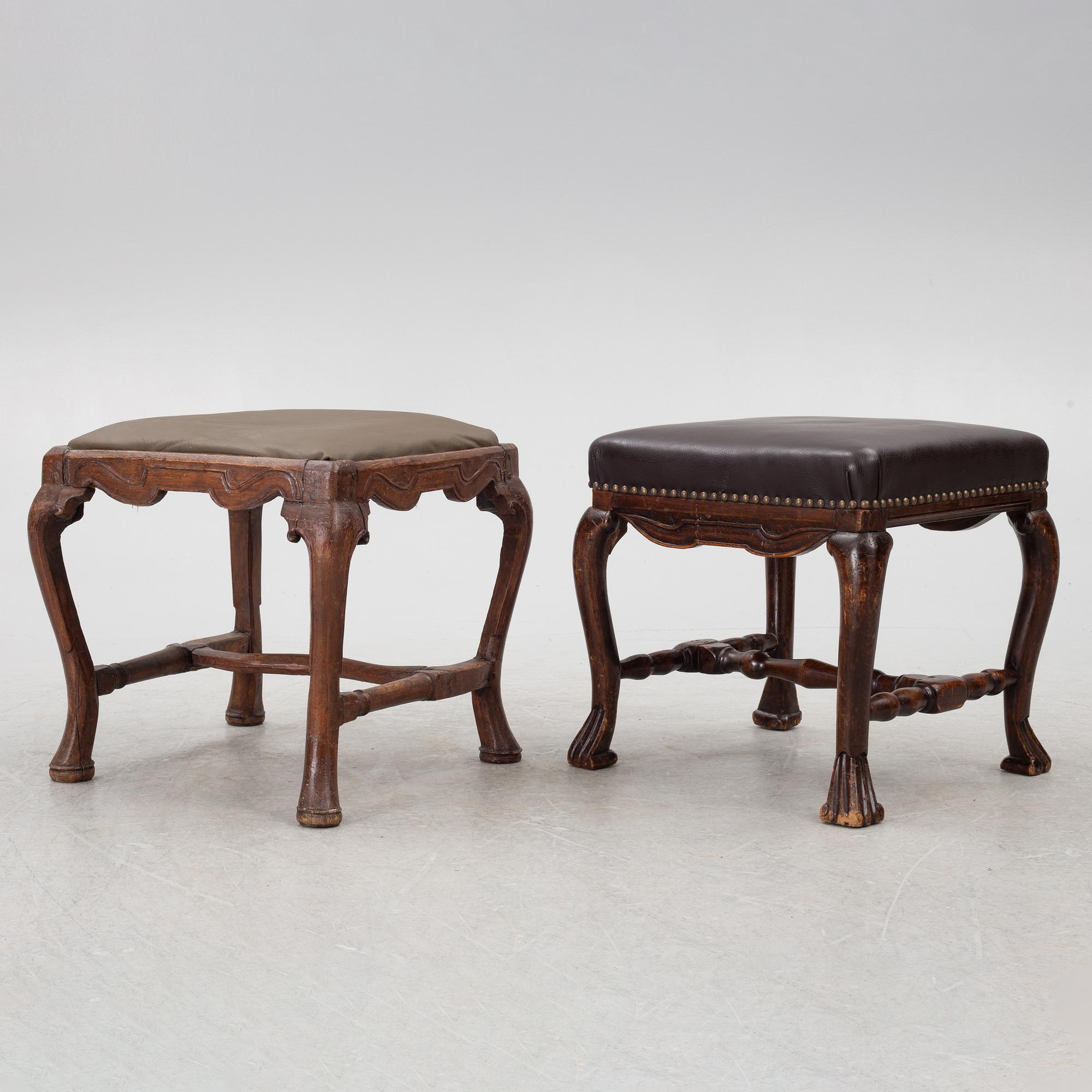 Two late-Baroque stools, around 1700.