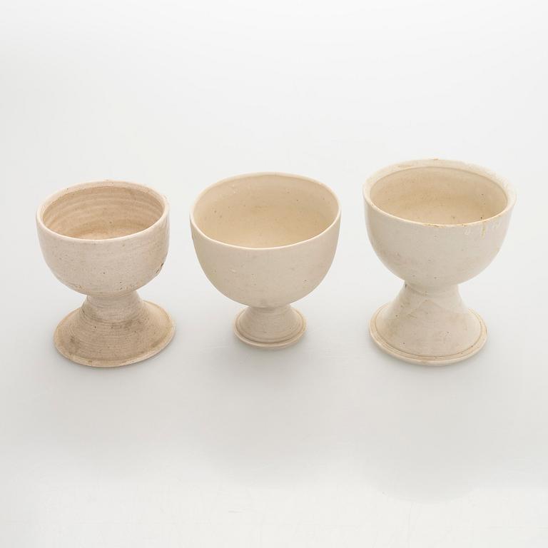 Kyllikki Salmenhaara, A set of three stoneware goblets, signed KS.