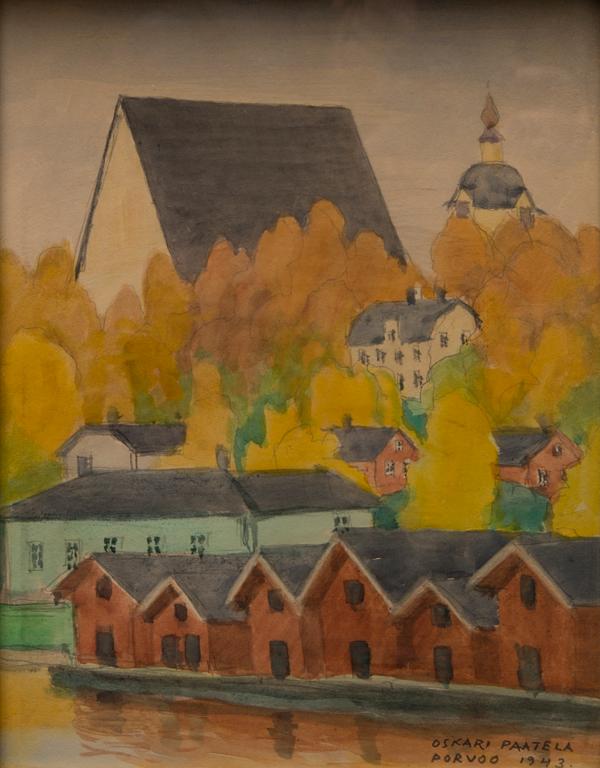 OSKARI PAATELA, akvarell, signerad och daterad Porvoo 1943.