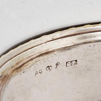 GUSTAF FOLCKER, a parcel-gilt silver strainer, Stockholm 1831.