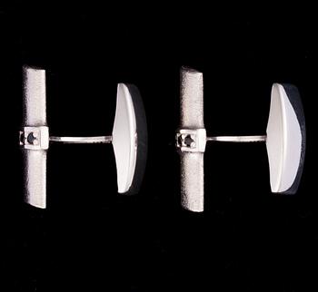 CHAO-HSIEN KUO, MANSCHETTKNAPPAR, "Black and White Oriental" sterling silver, svarta spineller, Lapponia 2007.