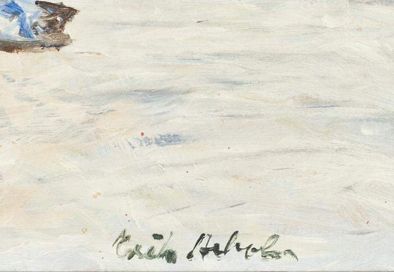 OKÄND KONSTNÄR, olja på pannå, signerad. 1900-talets första hälft.