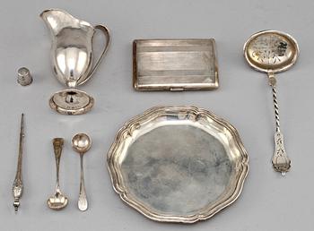 PARTI SILVER, 8 delar, silver, 1800/1900-tal. Vikt 350 gram.