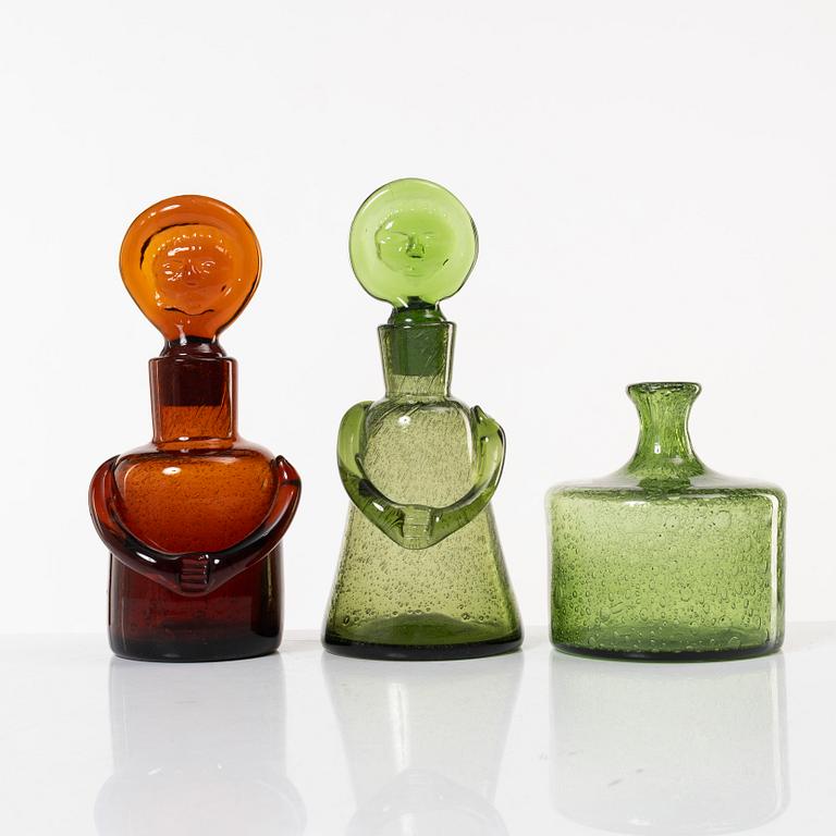 Erik Höglund, karaffer, 2 st, samt vas, Boda.